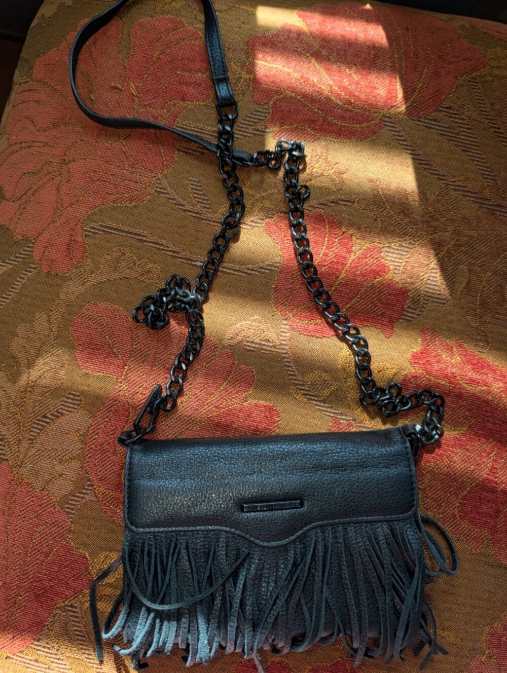 Rebecca Mincoff Fringe Crossbody Shoulder Bag - Black